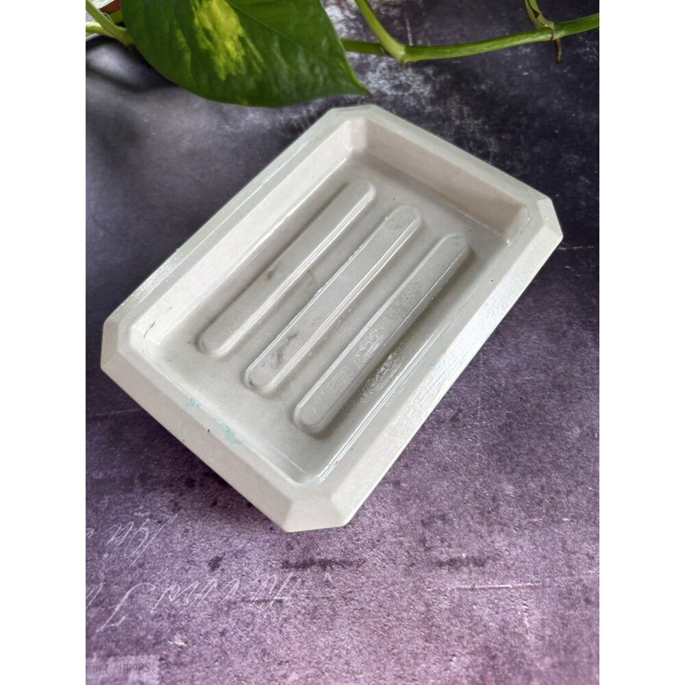 Handmade Soap Dish Cement Soap Holder Rectangular Bathroom Kitchen Beige